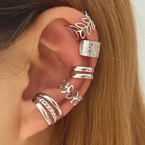 Image of Ear Cuffs Non Piercing 14K Gold Plated Ear Cuff Earrings for Women Trendy Clip on Cartilage Earring Stacks Non Pierced Adjustable Fake Earrings Set Jewelry Christmas Gift 2026 Stocking Stuffers