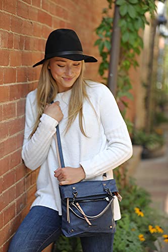Sherpani Rebel, Cotton Canvas Crossbody Bag, Fashion Handbag, Vintage Tote Purse, Tote Bag, Stylish Purses, Daily Shoulder Bag, Fold-Over Crossbody Purse For Women (Indigo) #TOP1