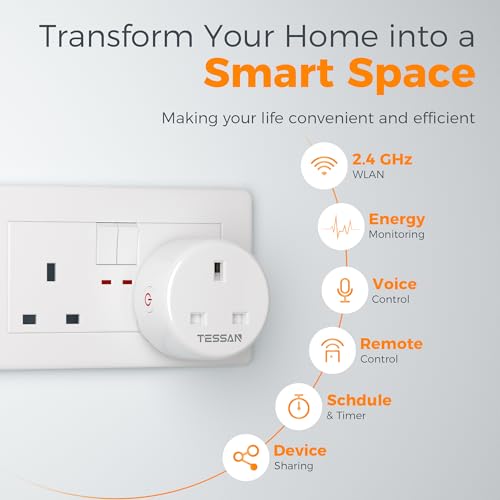 Smart Plug Timer, TESSAN Wifi Plug that Work with Alexa, Energy Monitoring, Voice Control, WiFi APP Wireless Remote Control, Timer Function, Surge Protection, 2,4GHz Wi-Fi, 13A - Image 3