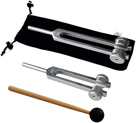 YOMMI 128 Hz Tuning Fork Medical Healing Instrument - Aluminum Sensory Tuning Forks for Healing Chakra Set - Soft Bag Human Biofield Diapason Therapy, Stress Reliever, 256 Hz