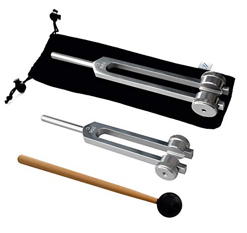 YOMMI 128 Hz Tuning Fork Medical Healing Instrument - Aluminum Sensory Tuning Forks for Healing Chakra Set - Soft Bag Human Biofield Diapason Therapy, Stress Reliever, 256 Hz