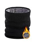 Calentador de cuello de invierno grueso de punto con forro polar para el cuello, bufanda de esquí para hombres y mujeres, Negro -, Talla única