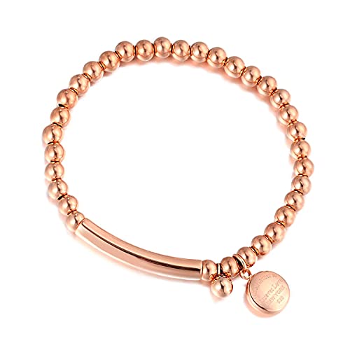 Bracelet femme bijoux femme mode perle suspendre et médaillon rond gravé