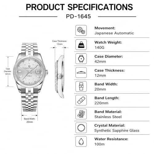 Image of Pagani Design Men's Watch Automatic Watch Japanese Automatic Movement Classic Timepiece Sapphire Crystal 100m Water Resistance Luminous Business Men's Watch