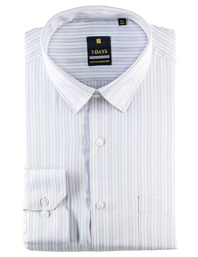 Image of 7-DAYS Men's Premium Striped Formal Shirt - Cotton Rich, Regular Fit, Full Sleeve, with Pocket, Wrinkle Resistant - Stylish Office & Everyday Wear.