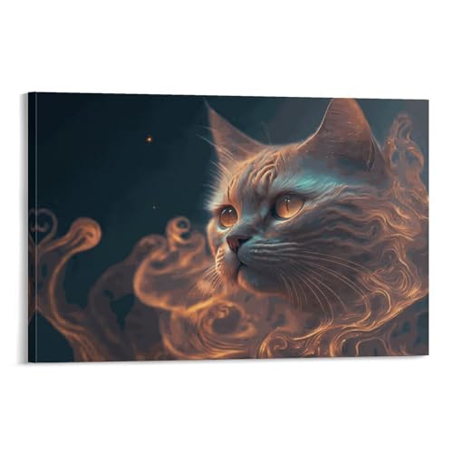 Toile chat 60x90 cm pour raviver un mur triste et créer une décoration enfantine chaleureuse