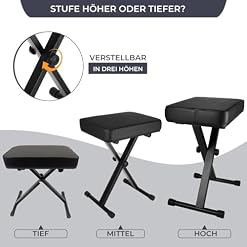 BUDDLEY Tabouret de piano réglable - Design ergonomique et pliable - Portabilité facile - Banc de piano idéal pour les musiciens de tous âges et tailles – Image 4
