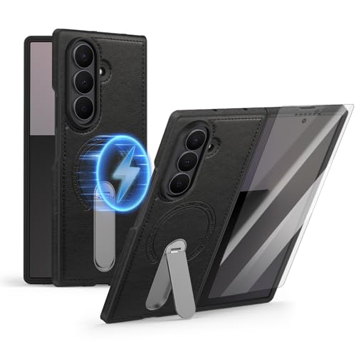 Étui pour Samsung Galaxy Z Fold 6 housse cuir noir avec rabat magnétique
