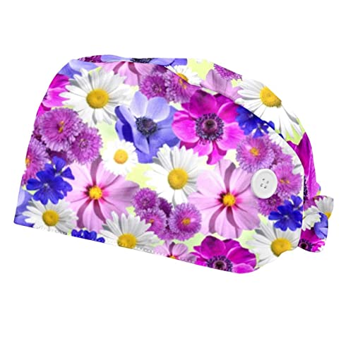 Chapeaux bouffants Fleur de Marguerite JDEZ, 2 casquettes de travail ajustables