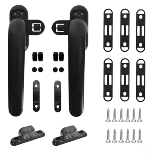2Pcs Window Handle, Double Glazing Window Handles Replacement, Lockable Window Handle Kit Fits Left and Right Hand For Sliding Windows