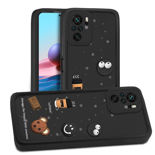 Image of AESTMO Back Case Cover for Redmi Note 10 / 10S Cover | Cute Fun Cartoon 3D Ball | Coffee Silicone Case | Full Body Protection | Camera Protection Back Cover for Redmi Note 10 / 10S (Black)