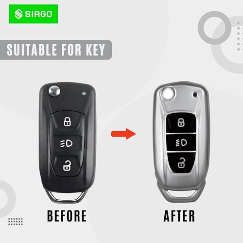 Image of SIAGO TPU Key Cover Compatible with Tata Nexon | Altroz | Tiago | Punch | Harrier | Safari | Tigor 3 Button Flip Key Cover (Grey Pack of 2)