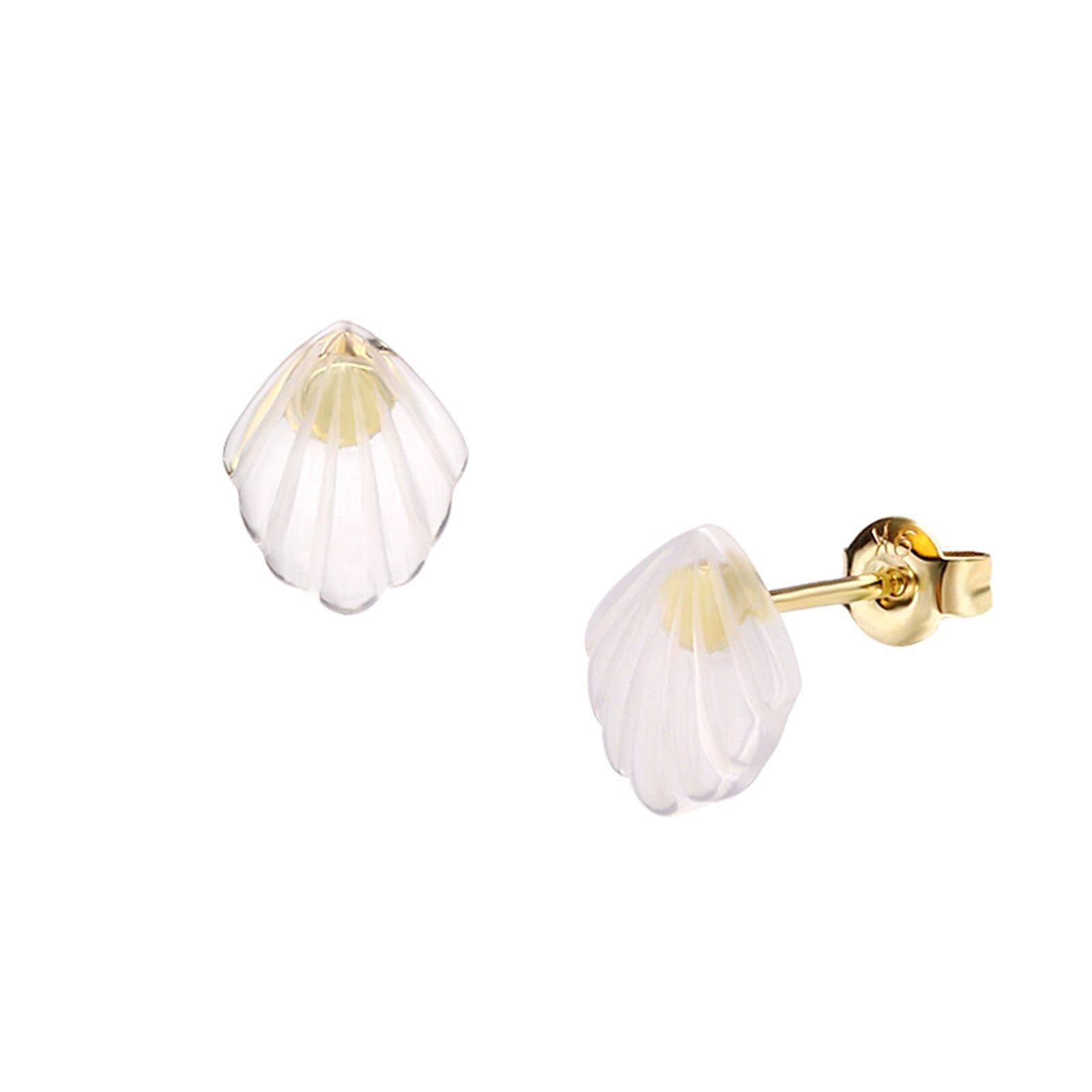 Pendientes de concha marina, aretes de cristal de oro amarillo de 18 quilates, joyería fina, regalos para cumpleaños y aniversario