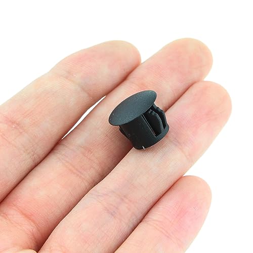 Image of 40pcs 3 /8 inch Flush Mount Black Plastic Body and Sheet Metal Hole Plug, Furniture Fencing Post Pipe Insert End Caps
