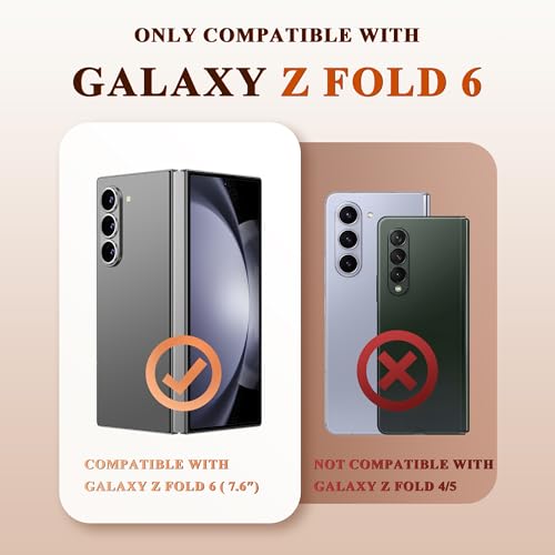 GVIEWIN case Compatible with Samsung Galaxy Z Fold 6 Case with S Pen Holder, [Slide Camera Cover & Screen Protector], Rugged Hinge Protection Marble Phone Case for Z Fold 6 (Quicksand/Purple)