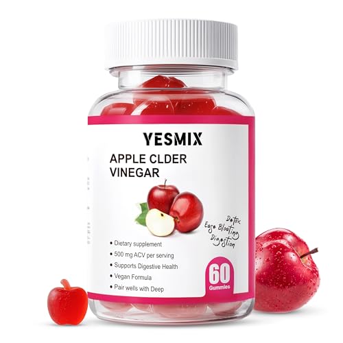 YESMIX Apple Cider Vinegar Gummies - with Vitamin B12 - Non-GMO - Gluten-Free - Apple Flavor Gummies for Adults (60 Count) YESMIX Apple Cider Vinegar Gummies - with Vitamin B12 - Non-GMO - Gluten-Free - Apple Flavor Gummies for Adults (60 Count)