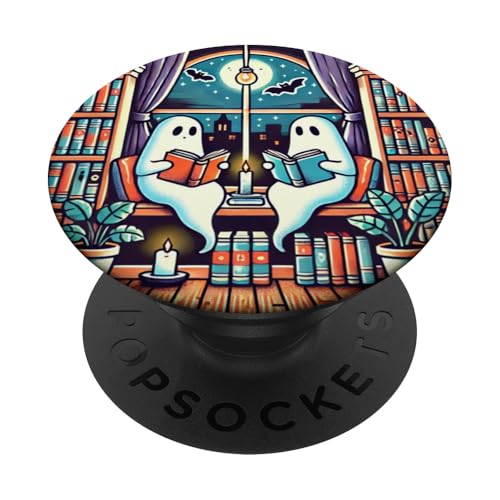 Bookworm, libro da leggere con fantasmi spettrali per Halloween, stile vintage PopSockets PopGrip Intercambiabile