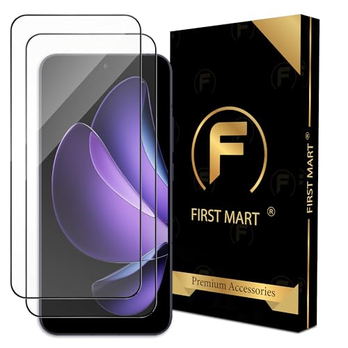 Image of FIRST MART Tempered Glass Screen Protector for Oppo Reno 13 / Reno 14 - Full-Glue Screen Guard, 3D Edge to Edge, HD Clear, Bubble-Free, Case-Friendly, Black, Pack of 2