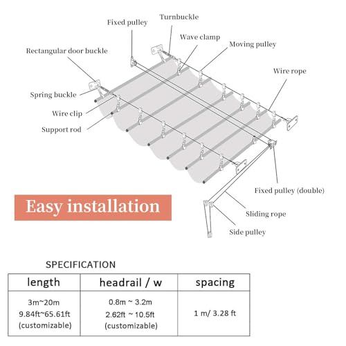Voile d'ombrage rectangulaire 1,1x7 m imperméable pour extérieur et terrasse - 8