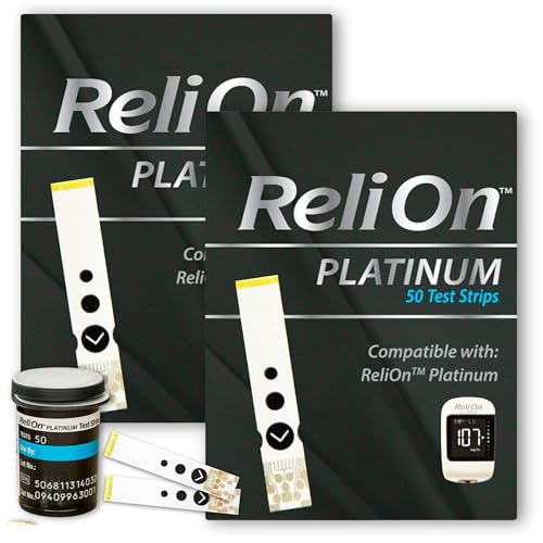ReliOn Test Strips, Platinum 50 Count (Pack of 2), Set with Fusion Shop Keychain Case Pills(1), Boxed by Fusion Shop Store