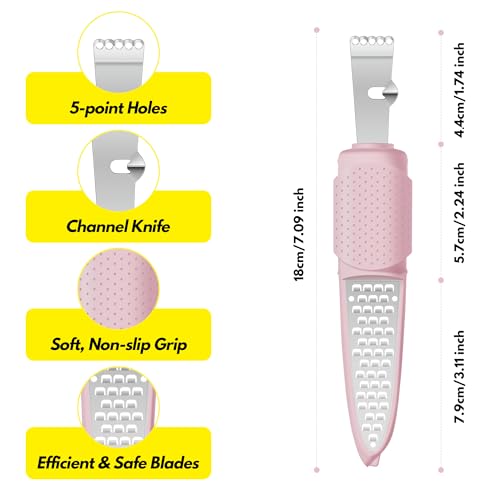 Image of Rainspire Lemon Zester Tool with Channel Knife, Stainless Steel Citrus Zester Tool, Lemon Peeler, Zesters for Kitchen, Ultra Sharp 2-in-1 Tool Easily Creates Citrus Zest, Pink