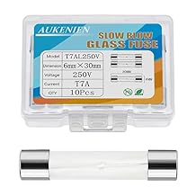 AUKENIEN T 7A 250V Slow Blow Glass Fuses T7AL T7AL250V 6x30 MM 7 Amp 250 Volt Cartridge Tube Time Delay Fuse Multiple Values of Glass Fuse Optional Pack of 10