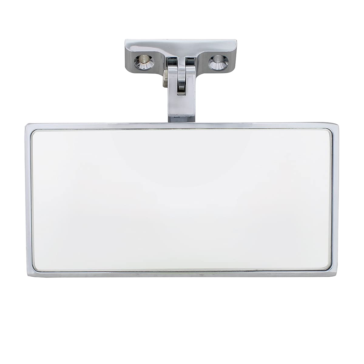 United Pacific 70803 Chrome Plated Rectangular Aluminum Interior Rear View Mirror w/Screw-On Mount, Easy Installation, Adjustable Mirror Base – ONE Mirror
