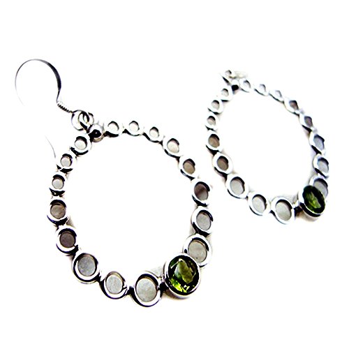 Boucles d'oreilles Péridot anti-allergie argent sterling fait main crochet confortable