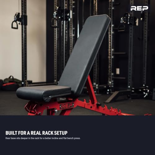 Image of REP FID Foldable Weight Bench, Incline Decline Chair for Home Gym, Compact Portable Stationary Equipment, Heavy Duty Strength Training Platform, Adjustable Situp Dumbbell Workout Support, AB-3000