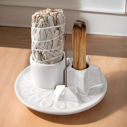 Brûleur à bâtonnets d'encens et support multifonctionnel bougie pour détente - 4