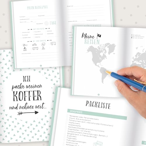 Foto von Mein Reisetagebuch, Urlaubstagebuch zum Ausfüllen und selbst gestalten, Hardcover mit 104 Seiten, um alle Erinnerungen einzufangen