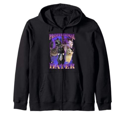 Professional Hater Funny Cat Zip Hoodie