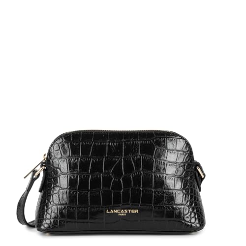 Sac demi lune LANCASTER Exo en cuir facon crocodile noir pour femme