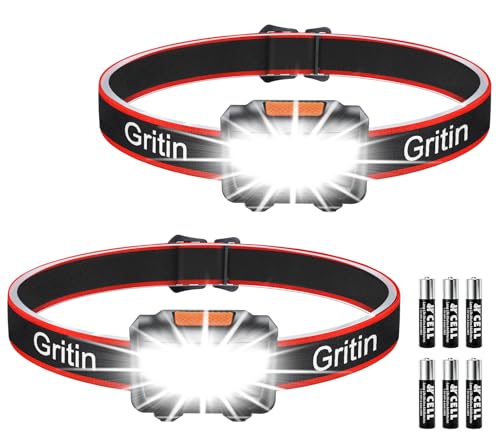 Gritin Stirnlampe LED, [2 Stück] LED Stirnlampen