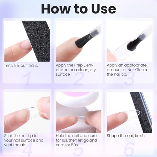 Lavender Violets 15ml 5 in 1 Nail Glue Gel for Nail Tips and Clear Acrylic Nails Long Lasting, Curing Needed UV Extension Glue for False Nail Tips and Press on Nails, Christmas Nail Art A111