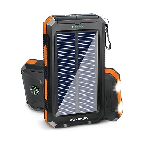 WONGKUO Solar Charger Power Bank - 𝟮𝟬𝟮𝟰 𝙐𝙥𝙜𝙧𝙖𝙙𝙚 36800mAh Solar Phone Charger, QC3.0 Fast Charger with LED Flashlight, IP65 Waterproof Portable Power Bank for Outdoor Activities Cover