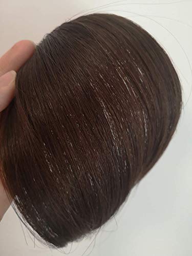 Clip in Bangs Human Hair Air Neat Bangs Natural Remy Bangs with Temples Soft Fringe Hair Extensions For Women/Girls,Dark Brown Color