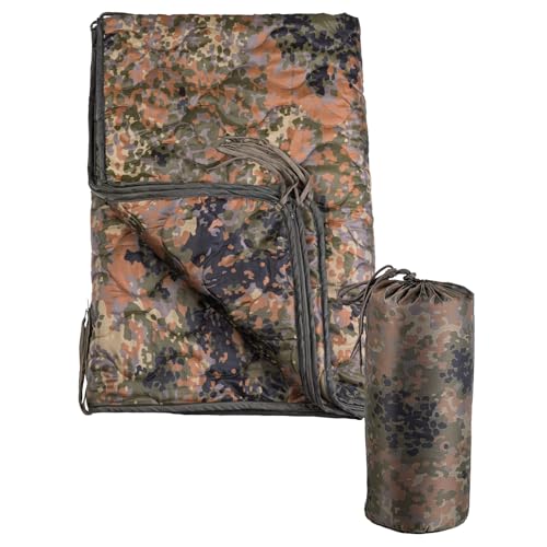 Mil-Tec Poncho Liner Steppdecke • Leichte Outdoor Decke mit Befestigungsbändern & Packsack • Vielseitige Isolierdecke für Trekking, Bushcraft & Survival • Campingdecke, Reisedecke, Picknickdecke