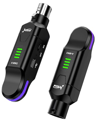 AITONE Wireless XLR Transmitter and Receiver – 2.4GHz Wireless Microphone System, 48V phantom