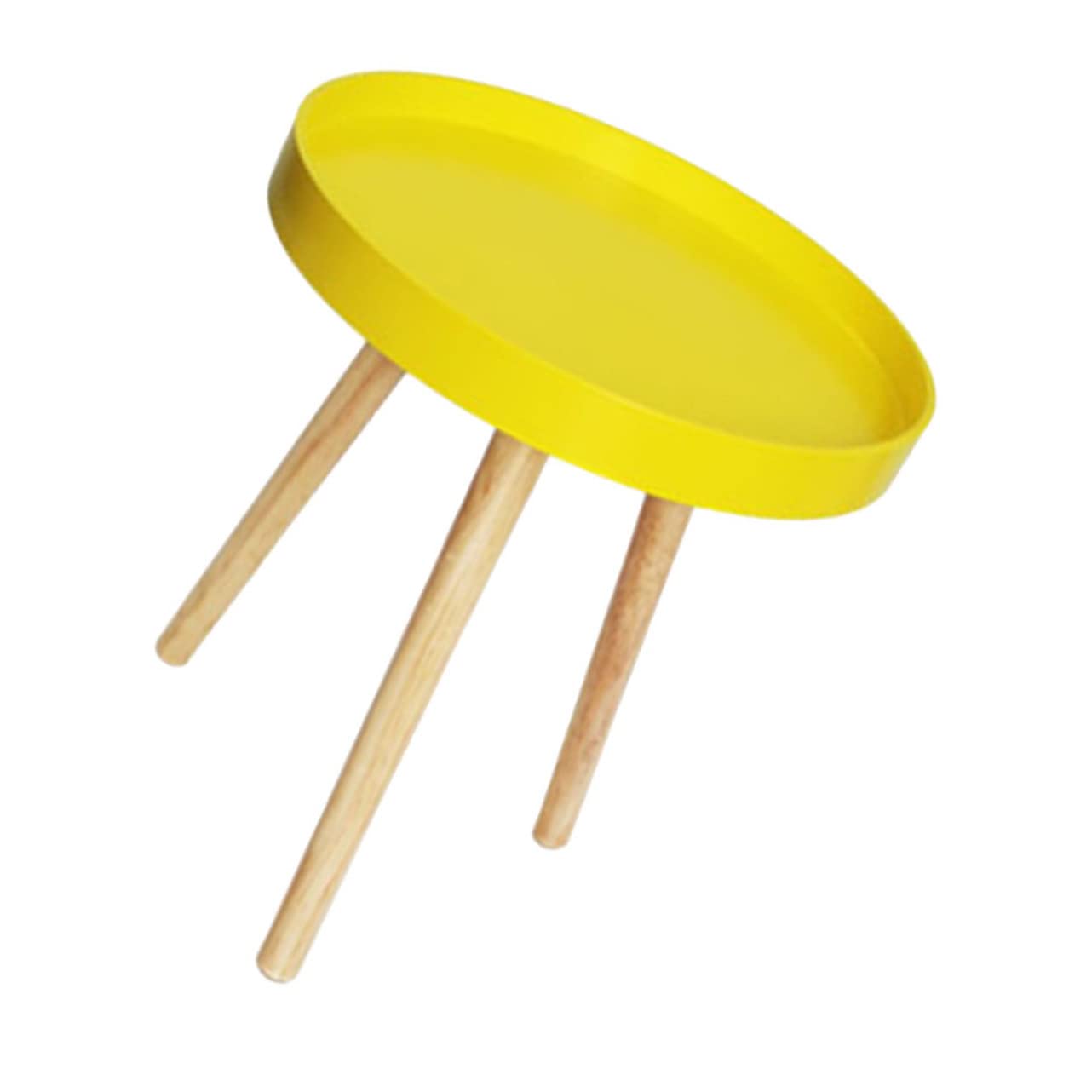Table d'appoint ronde nordique en bois jaune Alipis pour salon et chambre