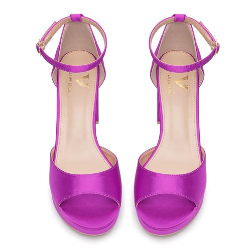 Image of High Heels Chunky Platform Heels for Women Ankle Strap Comfy Open Toe Block Heeled Sandals Party Prom Wedding Dress Pumps