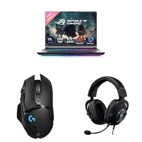Image of ASUS ROG Strix G16 Gaming Laptop,Intel Core Ultra 9 275HX+8GB RTX 5060,16GB RAM,1TB SSD with Logitech G502 LS Wireless Gaming Mouse, 25000DPI Programmable and Logitech GProX Wired Gaming Headset