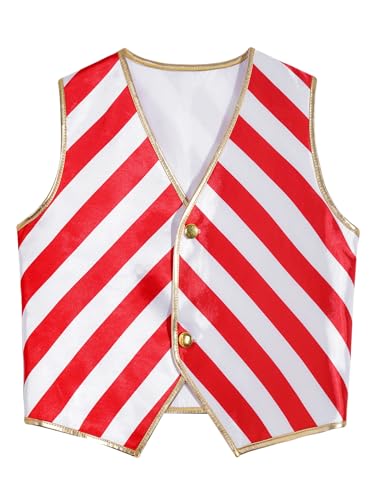 Kids Boys Girls Santa Candy Striped Waistcoat Vest Top for Xmas Party