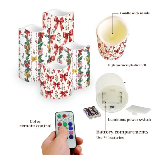 Image of Thanksgiving Day Electric Flameless Candles Set of 4 | Autumn Battery Operated Candles with Remote Control, Electric Pillar Candles for Living Room, fall decor