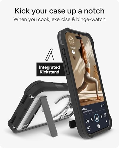 Image of ZAGG Rainier Case with Kickstand for iPhone 17 Pro Max - Black, Graphene 22ft (7m) Drop Protection, Lanyard Attach Points, MagSafe, Wireless Charging Compatible, 2-Piece Design, Phone Case