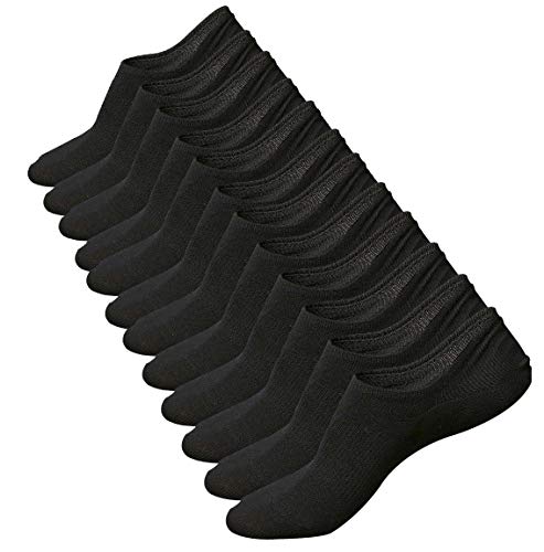 Preisvergleich Produktbild ECOMBOS Unsichtbare Socken Damen - Frauen Halbsocken Sportsocken Unsichtbare Sneaker Socken Füßlinge atmungsaktiv Bambusfasern mit Silikon Grip rutschsicher Schwarz-A 6er Pack