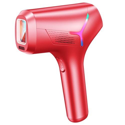Haarlosy IPL Geräte Haarentfernung Laser für Frauen und Männer, zu Hause IGBT Schmerzfreies IPL Haarentfernungsgerät für Schnelleres Ergebnis, für Gesicht, Bikinizone, Achseln, Körper, Rot