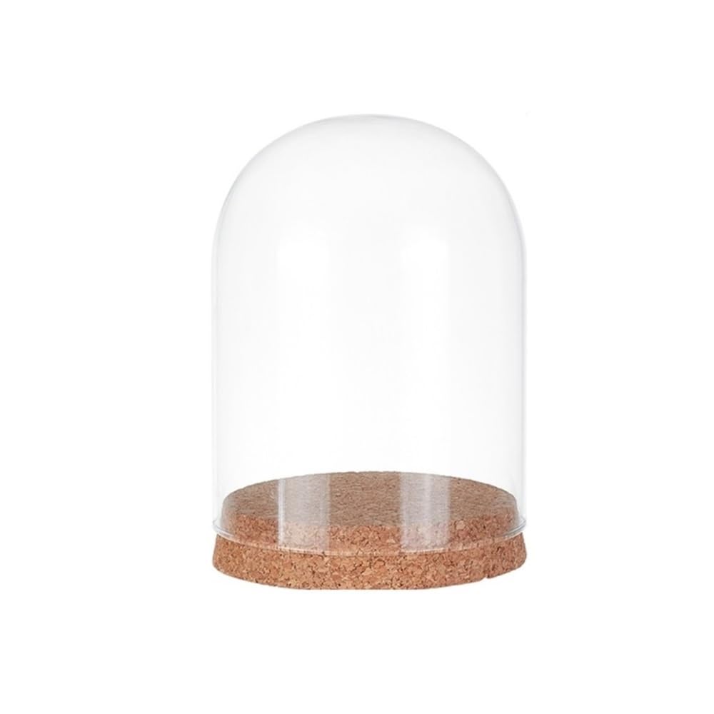 LOMNCHSG Glass Cloche Dome, Bell Jar Glass Dome Cloche with Cork Base for Flower Decoration, 1 Piece, Multiple Sizes(10 * 13.4cm)