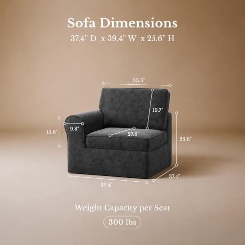 Image of Maywish Sectional Boneless Couch, Cloud Sofa, Left Arm Module, Dark Gray