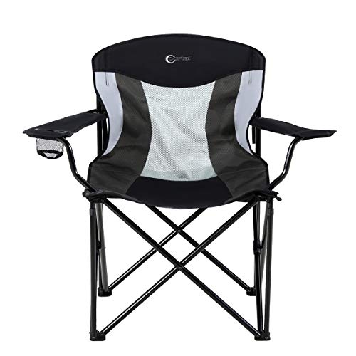 Portal Heavy Duty 600 Lbs. Weight Capacity Quad Folding Xxl Camping Chair, 28.74”W X 24.8”D X 40.16”H, Black/Grey #TOP3